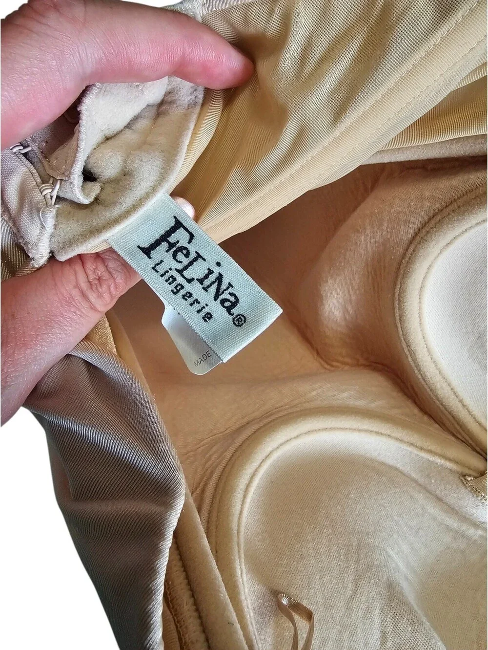 Felina Lingerie Womens Sz 34B Corset Bustier Shaper padded Beige Smoothing
